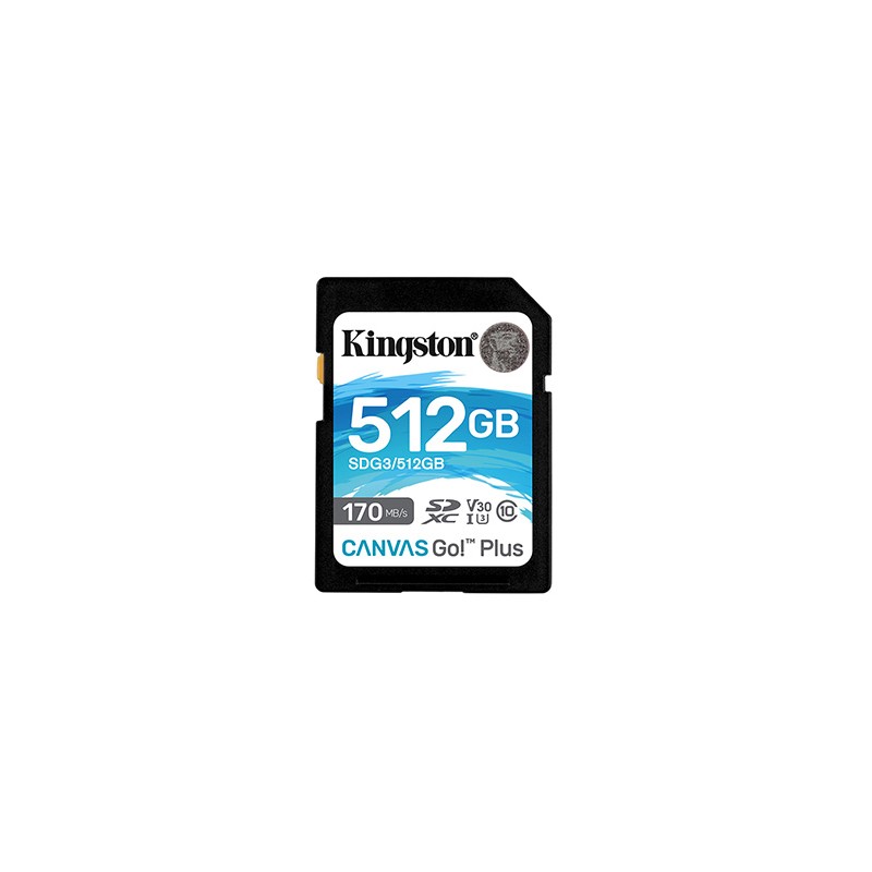 Kingston karta pamięci Canvas Go! Plus, 512GB, SDXC, SDG3/512GB, UHS-I U3 (Class 10), A2, V30