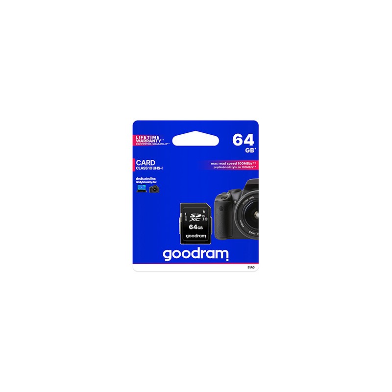 Goodram Karta pamięci Secure Digital Card, 64GB, SDXC, S1A0-0640R12, UHS-I U1 (Class 10)
