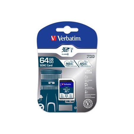 Verbatim Karta pamięci Secure Digital Card Pro U3, 64GB, SDXC, 47022, UHS-I U3 (Class 10), V30