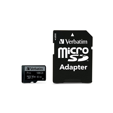 Verbatim Karta pamięci Pro MicroSD, 128GB, micro SDXC, 47044, UHS 3 (U3), z adapterm