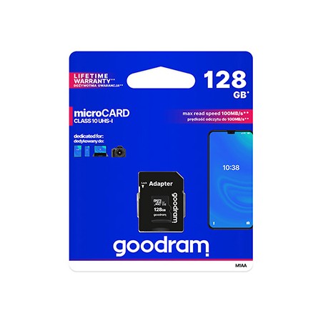 Goodram Karta pamięci Micro Secure Digital Card, 128GB, micro SDXC, M1AA-1280R12, UHS-I U1 (Class 10), z adapterm