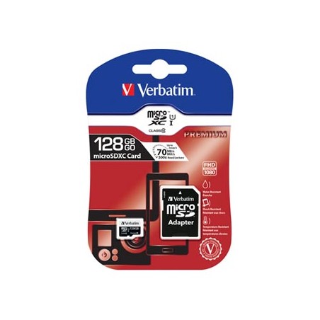 Verbatim Karta  pamięci Micro Secure Digital Card Premium, 128GB, micro SDXC, 44085, UHS-I U1 (Class 10), z adapterm