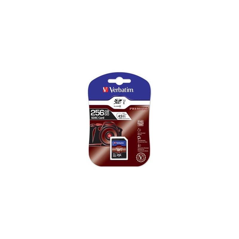 Verbatim Karta pamięci Secure Digital Card Premium U1, 256GB, SDXC, 44026, UHS-I U1 (Class 10)