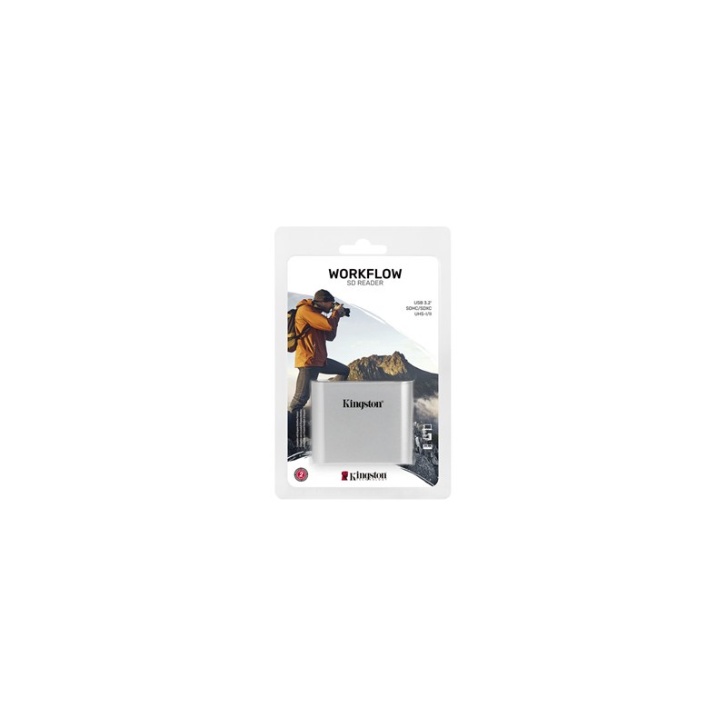 Kingston Czytnik kart pamięci USB (3.2), Workflow Dual-Slot SDHC/SDXC UHS-II Card Reader, SD, zewnętrzny, srebrna