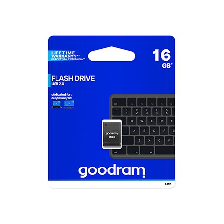 Goodram USB flash disk, USB 2.0, 16GB, UPI2, czarny, UPI2-0160K0R11, USB A, z osłoną