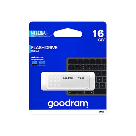 Goodram USB flash disk, USB 2.0, 16GB, UME2, biały, UME2-0160W0R11, USB A, z osłoną
