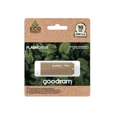 Goodram USB flash disk, USB 3.0, 16GB, UME3 ECO FRIENDLY, brązowy, UME3-0160EFR11, USB A, z osłoną