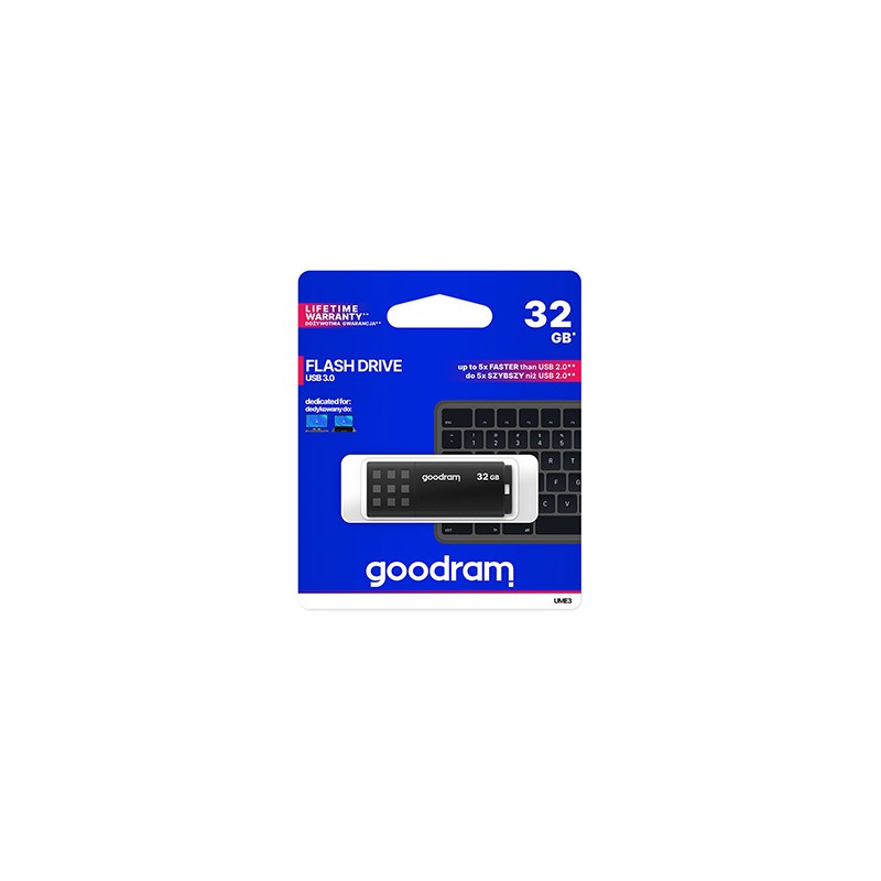 Goodram USB flash disk, USB 3.0, 32GB, UME3, czarny, UME3-0320K0R11, USB A, z osłoną