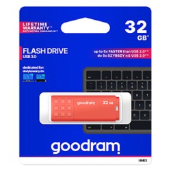 Goodram USB flash disk, USB 3.0, 32GB, UME3, pomarańczowy, UME3-0320O0R11, USB A, z osłoną