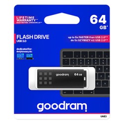 Goodram USB flash disk, USB 3.0, 64GB, UME3, czarny, UME3-0640K0R11, USB A, z osłoną