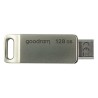 Goodram USB flash disk, USB 3.0, 128GB, ODA3, srebrny, ODA3-1280S0R11, USB A / USB C, z obrotową osłoną