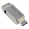 Goodram USB flash disk, USB 3.0, 128GB, ODA3, srebrny, ODA3-1280S0R11, USB A / USB C, z obrotową osłoną