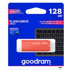 Goodram USB flash disk, USB 3.0, 128GB, UME3, pomarańczowy, UME3-1280O0R11, USB A, z osłoną