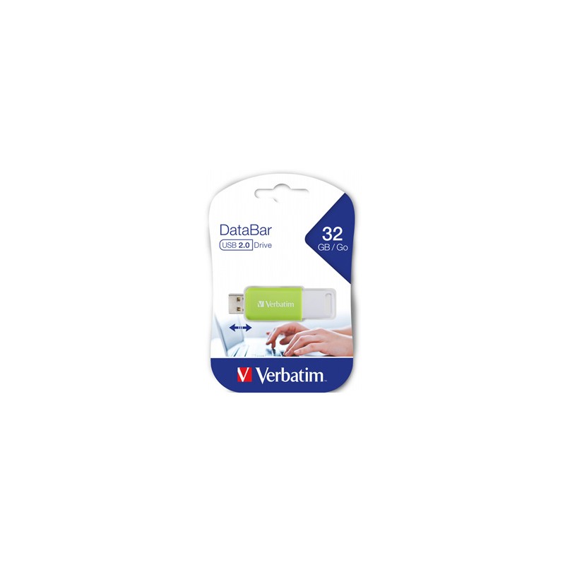 Verbatim USB flash disk, USB 2.0, 32GB, DataBar, zielony, 49454, do archiwizacji danych