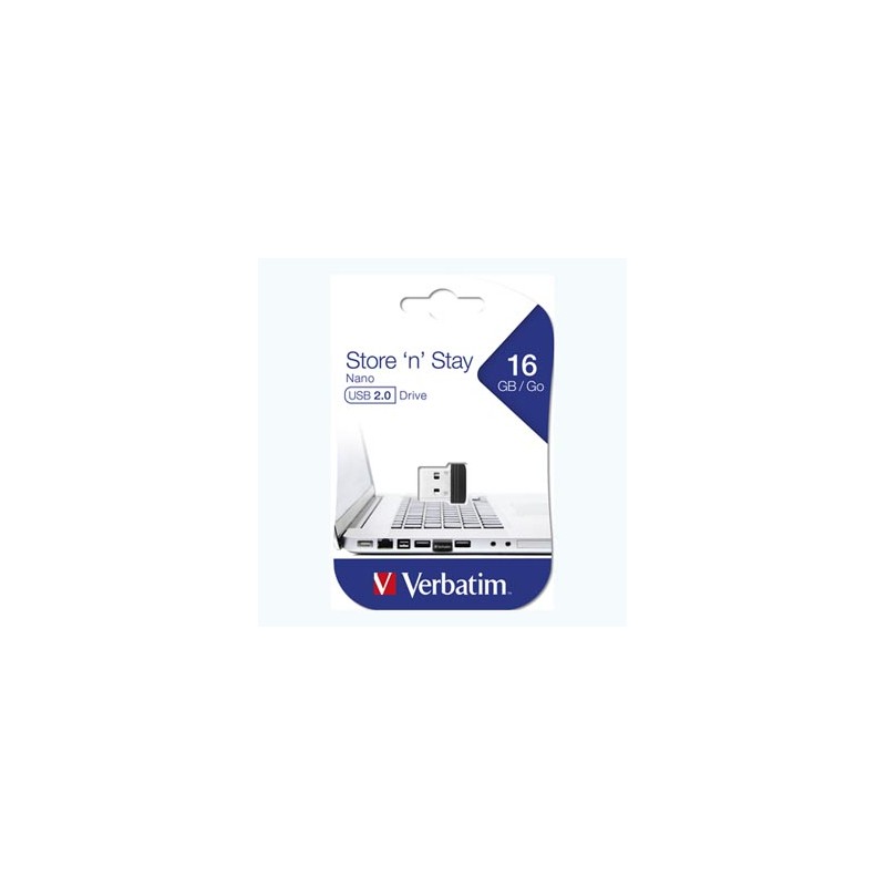 Verbatim USB flash disk, USB 2.0, 16GB, Nano, Store N Stay, czarny, 97464, USB A