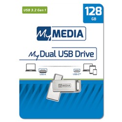 MyMedia MyDual USB 3.2 Gen 1, USB 3.2 Gen 1, 32GB, 69269, srebrny, 69269, USB A / USB C, z obrotową osłoną