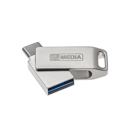 MyMedia MyDual USB 3.2 Gen 1, USB 3.2 Gen 1, 128GB, 69271, srebrny, 69271, USB A / USB C, z obrotową osłoną