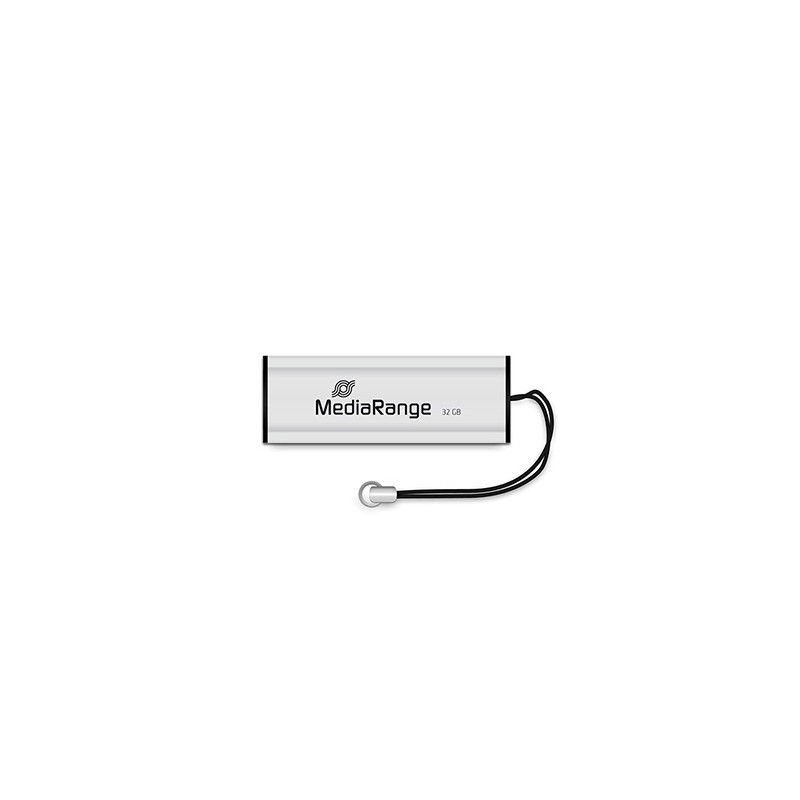 MediaRange USB flash disk, USB USB 3.0 (3.2 Gen 1), 32GB, srebrny, MR916, USB A, wysuwany