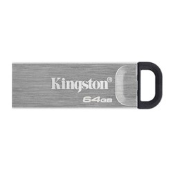 Kingston USB flash disk, USB 3.0, 64GB, DataTraveler(R) Kyson, srebrny, DTKN/64GB, USB A, z oczkiem na brelok