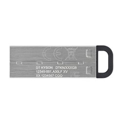 Kingston USB flash disk, USB 3.0, 128GB, DataTraveler(R) Kyson, srebrny, DTKN/128GB, USB A, z oczkiem na brelok