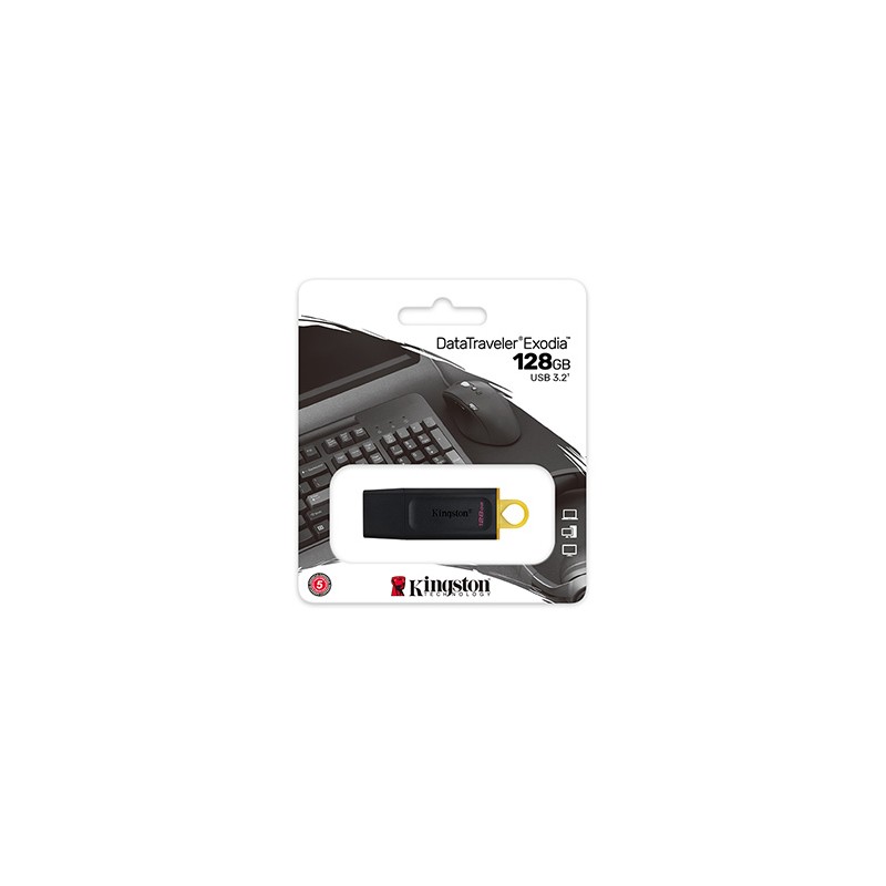 Kingston USB flash disk, USB 3.0, 128GB, DataTraveler Exodia, czarny, DTX/128GB, USB A, z osłoną