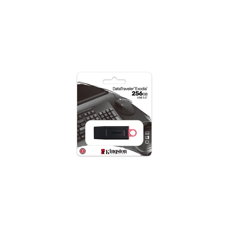Kingston USB flash disk, USB 3.0, 256GB, DataTraveler Exodia, czarny, DTX/256GB, USB A, z osłoną