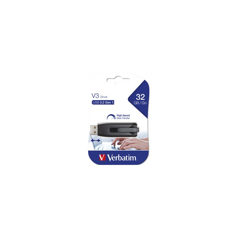 Verbatim USB flash disk, USB 3.0, 32GB, V3, Store N Go, czarny, 49173, USB A, z wysuwanym złączem