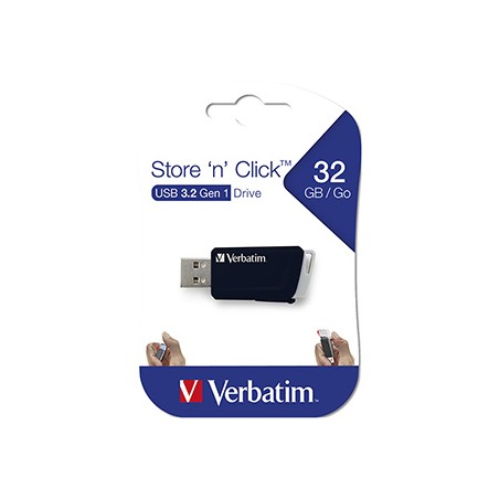 Verbatim USB flash disk, USB 3.0, 32GB, Store N Click, czarny, 49307, USB A, z wysuwanym złączem