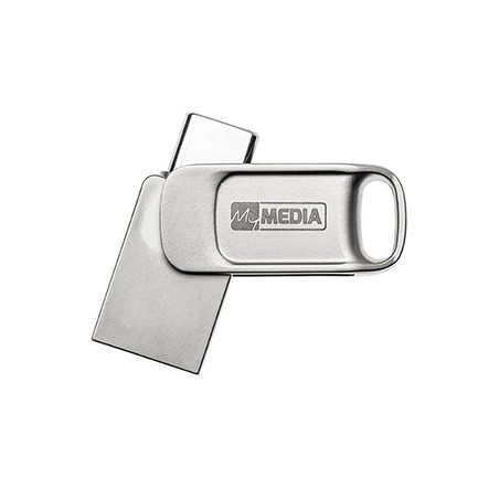 MyMedia MyDual USB 2.0, USB 2.0, 64GB, srebrny, 69267, USB A / USB C, z osłoną