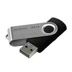Goodram USB flash disk, USB 2.0, 64GB, UTS2, czarny, UTS2-0640K0R11, USB A, z obrotową osłoną