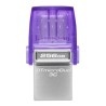 Kingston USB flash disk OTG, USB 3.0, 256GB, Data Traveler microDuo3 G2, srebrno-fioletowy, DTDUO3CG3/256GB, USB A / USB C