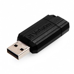 Verbatim USB flash disk, USB 2.0, 64GB, PinStripe, Store N Go, czarny, 49065, USB A, z wysuwanym złączem