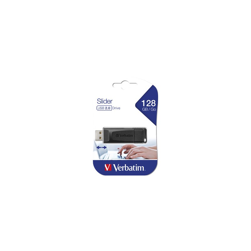 Verbatim USB flash disk, USB 2.0, 128GB, Slider, czarny, 49328