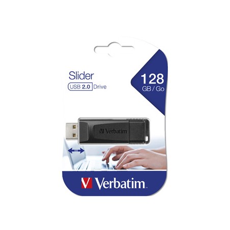Verbatim USB flash disk, USB 2.0, 128GB, Slider, czarny, 49328