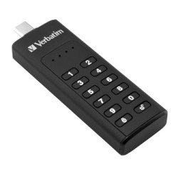 Verbatim USB flash disk, USB 3.0 / 3.1 Gen 1, 64GB, Keypad Secure, czarny, 49431, 256bitowe szyfrowanie AES, LED złącze USB C