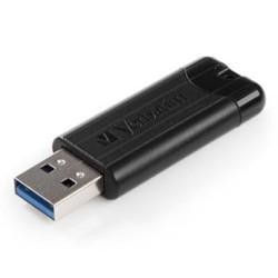 Verbatim USB flash disk, USB 3.0, 128GB, PinStripe, Store N Go, czarny, 49319, USB A, z wysuwanym złączem