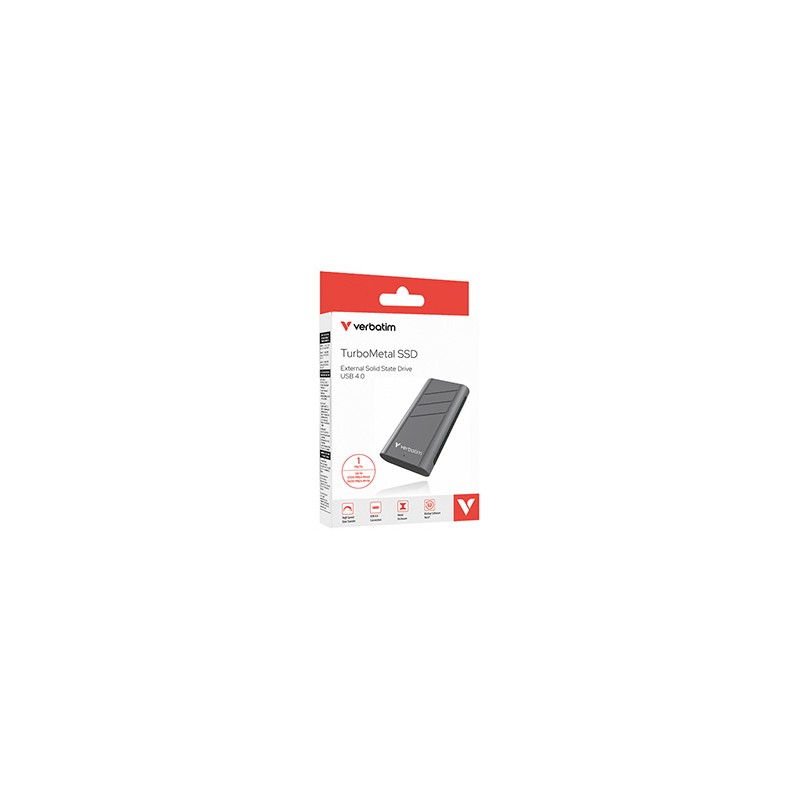 SSD Zewnętrzny Verbatim TurboMetal SSD, 32021, 1000GB, Nero Backup, Srebrny, w zestawie kabel USB-C 20 cm, M.2, USB C, 1TB