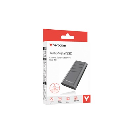 SSD Zewnętrzny Verbatim TurboMetal SSD, 32021, 1000GB, Nero Backup, Srebrny, w zestawie kabel USB-C 20 cm, M.2, USB C, 1TB