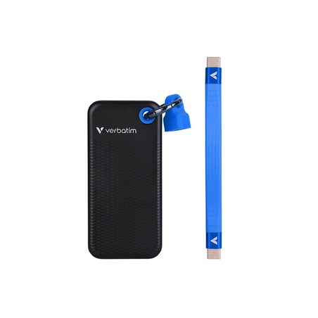 SSD Zewnętrzny Verbatim Pocket SSD Black/Blue, 32191, 1000GB, niebieski, M.2, zawiera kabel USB C, USB-C, 1TB