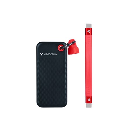 SSD Zewnętrzny Verbatim Pocket SSD Black/Red, 32192, 1000GB, czerwony, M.2, zawiera kabel USB C, USB-C, 1TB