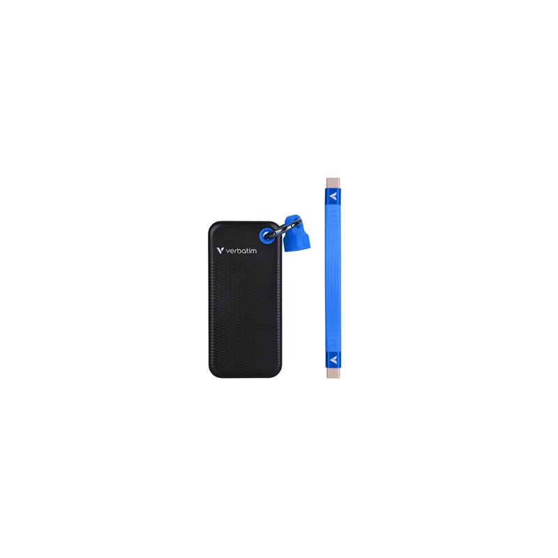 SSD Zewnętrzny Verbatim Pocket SSD Black/Blue, 32195, 2000GB, czarny, M.2, zawiera kabel USB C, USB-C, 2TB