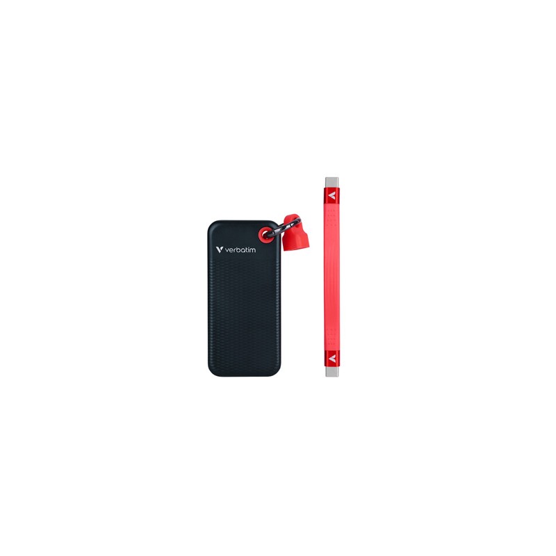 SSD Zewnętrzny Verbatim Pocket SSD Black/Red, 32196, 2000GB, czarny, M.2, zawiera kabel USB C, USB-C, 2TB