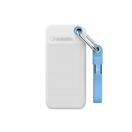 SSD Zewnętrzny Verbatim Pocket SSD colour edition, 32320, 1000GB, biały, w zestawie 2 gumowe osłony, USB C, 1TB