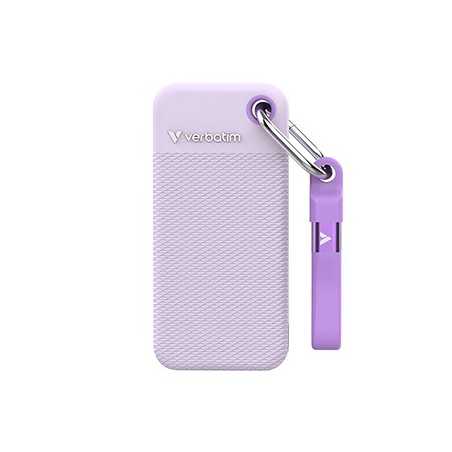 SSD Zewnętrzny Verbatim Pocket SSD colour edition, 32322, 1000GB, fioletowy, w zestawie 2 gumowe osłony, USB C, 1TB