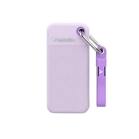 SSD Zewnętrzny Verbatim Pocket SSD colour edition, 32323, 2000GB, fioletowy, w zestawie 2 gumowe osłony, USB C, 2TB