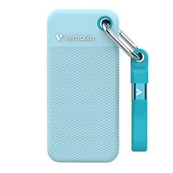SSD Zewnętrzny Verbatim Pocket SSD colour edition, 32325, 2000GB, Polar Blue, w zestawie 2 gumowe osłony, USB C, 2TB