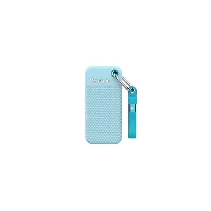 SSD Zewnętrzny Verbatim Pocket SSD colour edition, 32325, 2000GB, Polar Blue, w zestawie 2 gumowe osłony, USB C, 2TB
