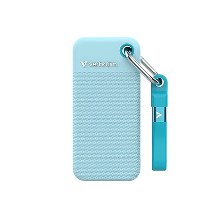 SSD Zewnętrzny Verbatim Pocket SSD colour edition, 32325, 2000GB, Polar Blue, w zestawie 2 gumowe osłony, USB C, 2TB