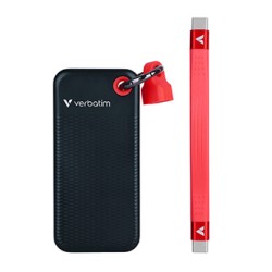 SSD Zewnętrzny Verbatim Pocket SSD Black/red, 32417, 256GB, czarny/czerwony, M.2, zawiera kabel USB C, USB-C