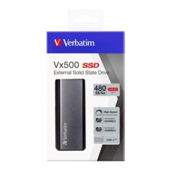 SSD Zewnętrzny Verbatim Vx500, 47443, 480GB, srebrny, 2.5", USB-C